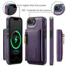 For iPhone 16e DG.MING M5 Series Zip RFID Multi Card Detachable Leather Phone Case(Purple) - 2