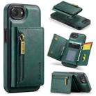 For iPhone 16e DG.MING M5 Series Zip RFID Multi Card Detachable Leather Phone Case(Green) - 1