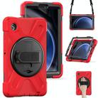 For Samsung Galaxy Tab A9 Rotary Handle Grab TPU + PC Tablet Case(Red) - 1