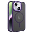 For iPhone 14 / 13 Two-color Frosted MagSafe Magnetic Phone Case(Purple) - 1