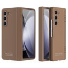 For Samsung Galaxy Z Fold5 Extraordinary Series Hinged Folding Full Phone Case(Coffee) - 1