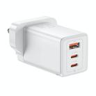 Baseus GaN5 Pro 65W USB-C / Type-Cx2 + USB Gallium Nitride Fast Charger with 1m Type-C Cable, UK Plug(White) - 1