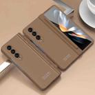 For Samsung Galaxy Z Fold4 5G Extraordinary Series Hinged Folding Full Phone Case with Pen Slot & Stylus(Coffee) - 1