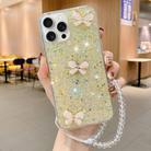 For iPhone 15 Pro Starry Sequin Jade Butterfly Epoxy TPU Phone Case with Strap(Yellow) - 1