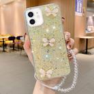 For iPhone 12 mini Starry Sequin Jade Butterfly Epoxy TPU Phone Case with Strap(Yellow) - 1
