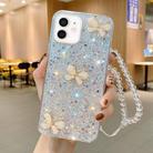 For iPhone 12 mini Starry Sequin Jade Butterfly Epoxy TPU Phone Case with Strap(Silver) - 1