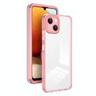 For iPhone 15 3 in 1 Clear TPU Color PC Frame Phone Case(Pink) - 1