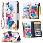 For Nokia 5.3 Colored Drawing Pattern Zipper Horizontal Flip Leather Case with Holder & Card Slots & Wallet(Two Butterflies) - 1