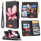 For Nokia 5.3 Colored Drawing Pattern Zipper Horizontal Flip Leather Case with Holder & Card Slots & Wallet(Lotus) - 1