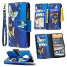 For Nokia 5.3 Colored Drawing Pattern Zipper Horizontal Flip Leather Case with Holder & Card Slots & Wallet(Gold Butterfly) - 1