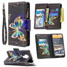 For Nokia 5.3 Colored Drawing Pattern Zipper Horizontal Flip Leather Case with Holder & Card Slots & Wallet(Big Butterfly) - 1