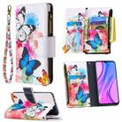 For Xiaomi Redmi 9 Colored Drawing Pattern Zipper Horizontal Flip Leather Case with Holder & Card Slots & Wallet(Two Butterflies) - 1