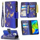 For Xiaomi Redmi Note 9 Colored Drawing Pattern Zipper Horizontal Flip Leather Case with Holder & Card Slots & Wallet(Purple Butterfly) - 1