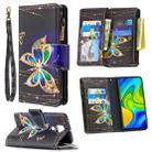 For Xiaomi Redmi Note 9 Colored Drawing Pattern Zipper Horizontal Flip Leather Case with Holder & Card Slots & Wallet(Big Butterfly) - 1