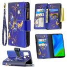 For Huawei P smart 2020 Colored Drawing Pattern Zipper Horizontal Flip Leather Case with Holder & Card Slots & Wallet(Purple Butterfly) - 1
