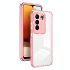 For vivo V27 3 in 1 Clear TPU Color PC Frame Phone Case(Pink) - 1