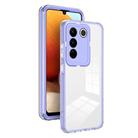 For vivo V27 3 in 1 Clear TPU Color PC Frame Phone Case(Purple) - 1