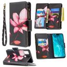 For Huawei Honor 9X Lite Colored Drawing Pattern Zipper Horizontal Flip Leather Case with Holder & Card Slots & Wallet(Lotus) - 1