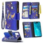 For Huawei Honor 9X Lite Colored Drawing Pattern Zipper Horizontal Flip Leather Case with Holder & Card Slots & Wallet(Purple Butterfly) - 1