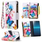 For Sony Xperia L4 Colored Drawing Pattern Zipper Horizontal Flip Leather Case with Holder & Card Slots & Wallet(Two Butterflies) - 1