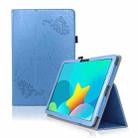 For TCL NxtPaper 11 Flower Embossed Leather Tablet Case with Handrest Strap & Pen Slot(Blue) - 1