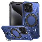 For iPhone 15 Pro Max MagSafe Magnetic Shockproof Phone Case with Ring Holder(Navy Blue) - 1