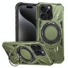 For iPhone 15 Pro Max MagSafe Magnetic Shockproof Phone Case with Ring Holder(Dark Green) - 1