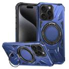 For iPhone 15 Pro MagSafe Magnetic Shockproof Phone Case with Ring Holder(Navy Blue) - 1