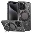For iPhone 15 Pro MagSafe Magnetic Shockproof Phone Case with Ring Holder(Dark Grey) - 1