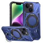 For iPhone 14 Plus MagSafe Magnetic Shockproof Phone Case with Ring Holder(Navy Blue) - 1