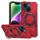 For iPhone 14 Plus MagSafe Magnetic Shockproof Phone Case with Ring Holder(Red) - 1