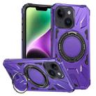 For iPhone 14 Plus MagSafe Magnetic Shockproof Phone Case with Ring Holder(Purple) - 1
