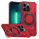 For iPhone 13 Pro Max MagSafe Magnetic Shockproof Phone Case with Ring Holder(Red) - 1