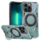 For iPhone 13 Pro Max MagSafe Magnetic Shockproof Phone Case with Ring Holder(Green) - 1
