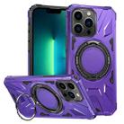 For iPhone 13 Pro Max MagSafe Magnetic Shockproof Phone Case with Ring Holder(Purple) - 1