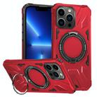 For iPhone 13 Pro MagSafe Magnetic Shockproof Phone Case with Ring Holder(Red) - 1