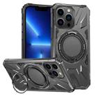 For iPhone 13 Pro MagSafe Magnetic Shockproof Phone Case with Ring Holder(Dark Grey) - 1