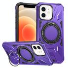 For iPhone 12/12 Pro MagSafe Magnetic Shockproof Phone Case with Ring Holder(Purple) - 1