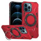 For iPhone 12 Pro Max MagSafe Magnetic Shockproof Phone Case with Ring Holder(Red) - 1