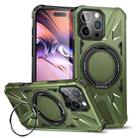 For iPhone 16 Pro Max MagSafe Magnetic Shockproof Phone Case with Ring Holder(Dark Green) - 1