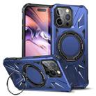 For iPhone 16 Pro MagSafe Magnetic Shockproof Phone Case with Ring Holder(Navy Blue) - 1