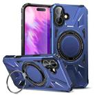 For iPhone 16 Plus MagSafe Magnetic Shockproof Phone Case with Ring Holder(Navy Blue) - 1