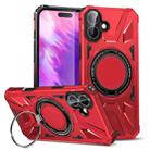 For iPhone 16 Plus MagSafe Magnetic Shockproof Phone Case with Ring Holder(Red) - 1