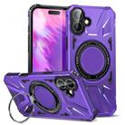 For iPhone 16 Plus MagSafe Magnetic Shockproof Phone Case with Ring Holder(Purple) - 1