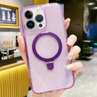 For iPhone 15 Pro Glitter MagSafe Magnetic Phone Case with Stand(Purple) - 1