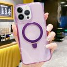 For iPhone 15 Pro Glitter MagSafe Magnetic Phone Case with Stand(Purple) - 1