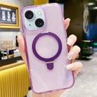 For iPhone 15 Plus Glitter MagSafe Magnetic Phone Case with Stand(Purple) - 1