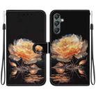 For Samsung Galaxy A25 5G Crystal Texture Colored Drawing Leather Phone Case(Gold Peony) - 1