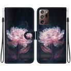 For Samsung Galaxy Note20 Ultra Crystal Texture Colored Drawing Leather Phone Case(Purple Peony) - 1