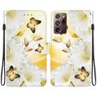 For Samsung Galaxy Note20 Ultra Crystal Texture Colored Drawing Leather Phone Case(Gold Butterfly Epiphyllum) - 1